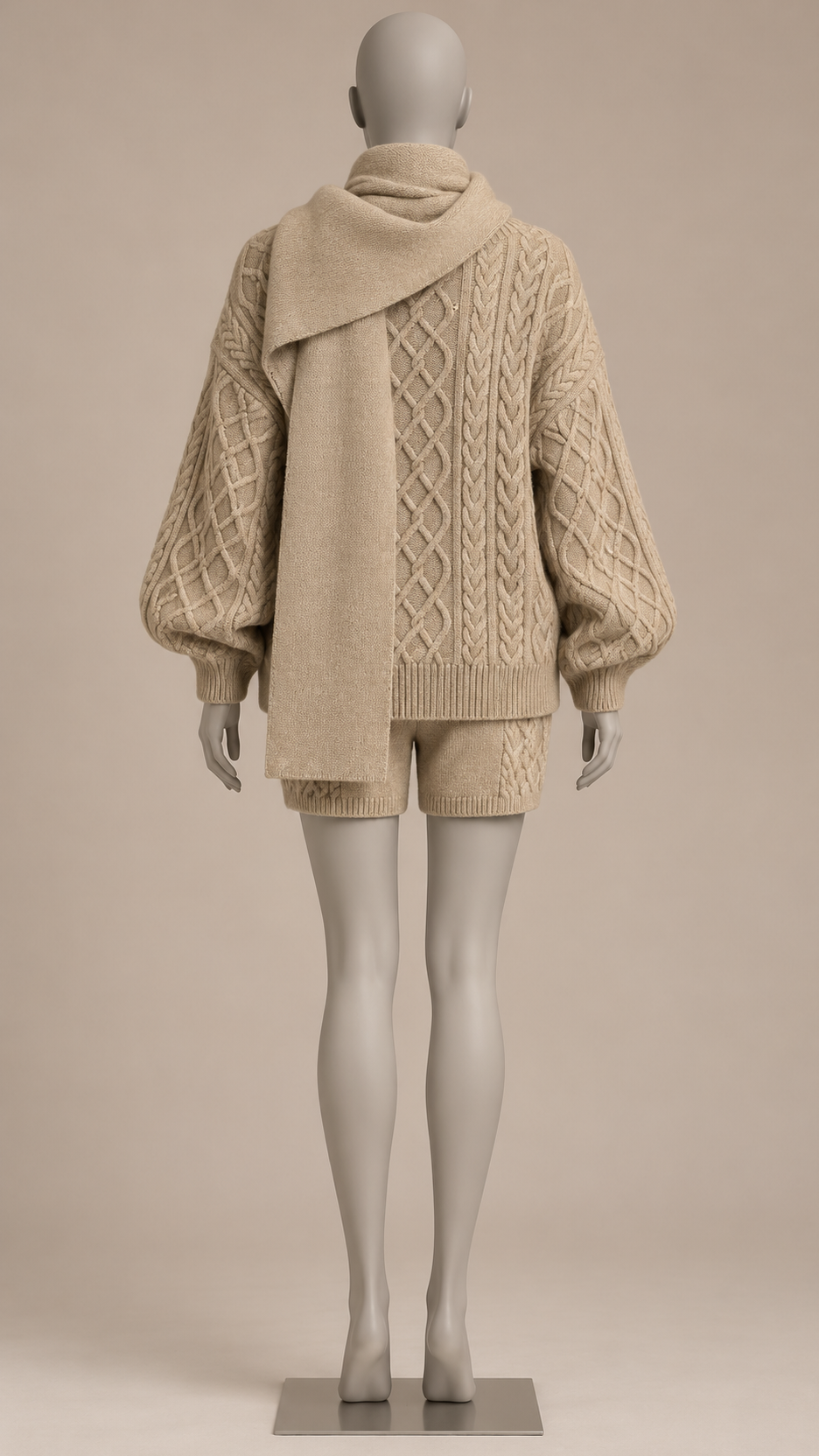 Ardith Cable-Knit Set — khaki mannequin back