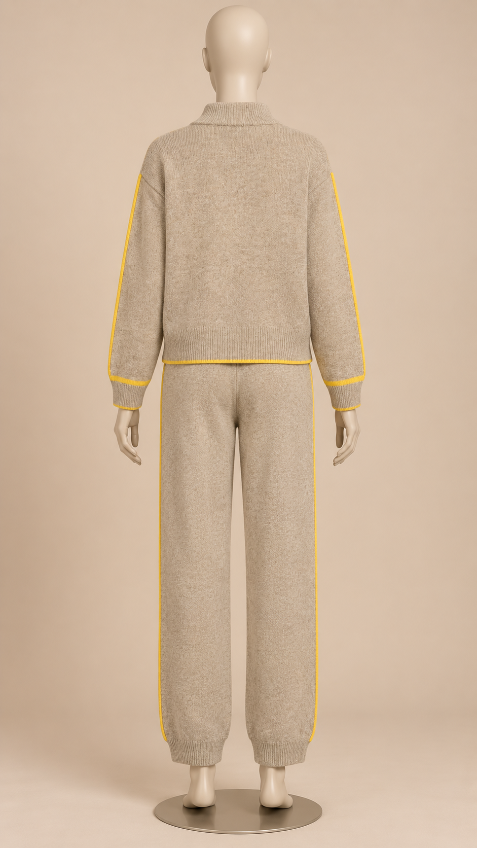 Henrietta Piped Knit Set — khaki mannequin back