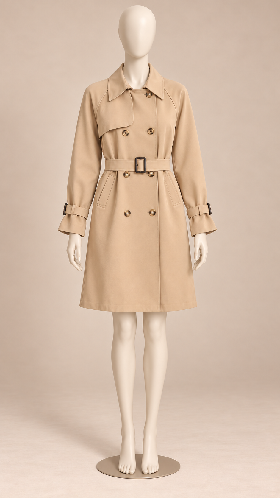Odelia Storm-Flap Trench — khaki mannequin front