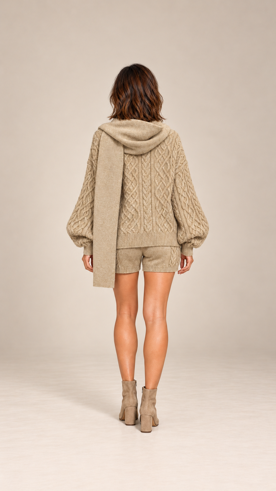 Ardith Cable-Knit Set — khaki model back