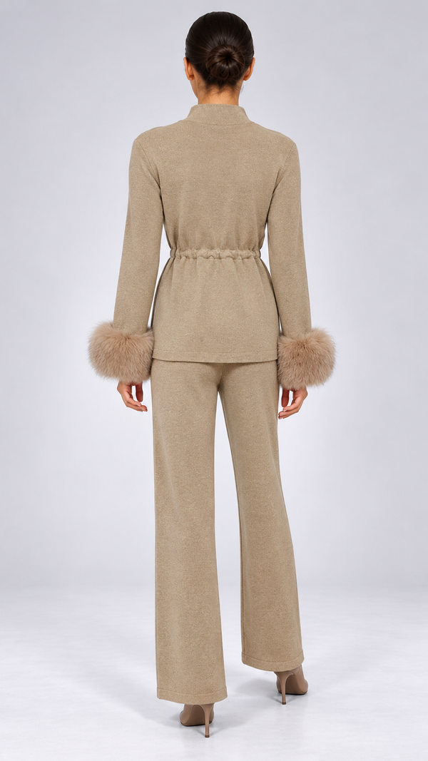 Solveig Tie-Waist Fur Set