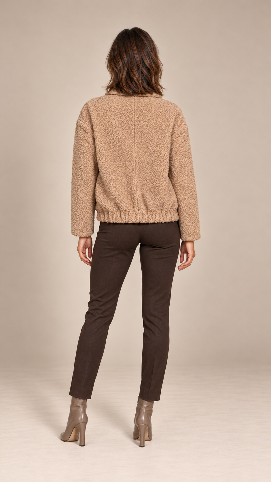 Allegra Teddy Shirt Jacket — khaki model back