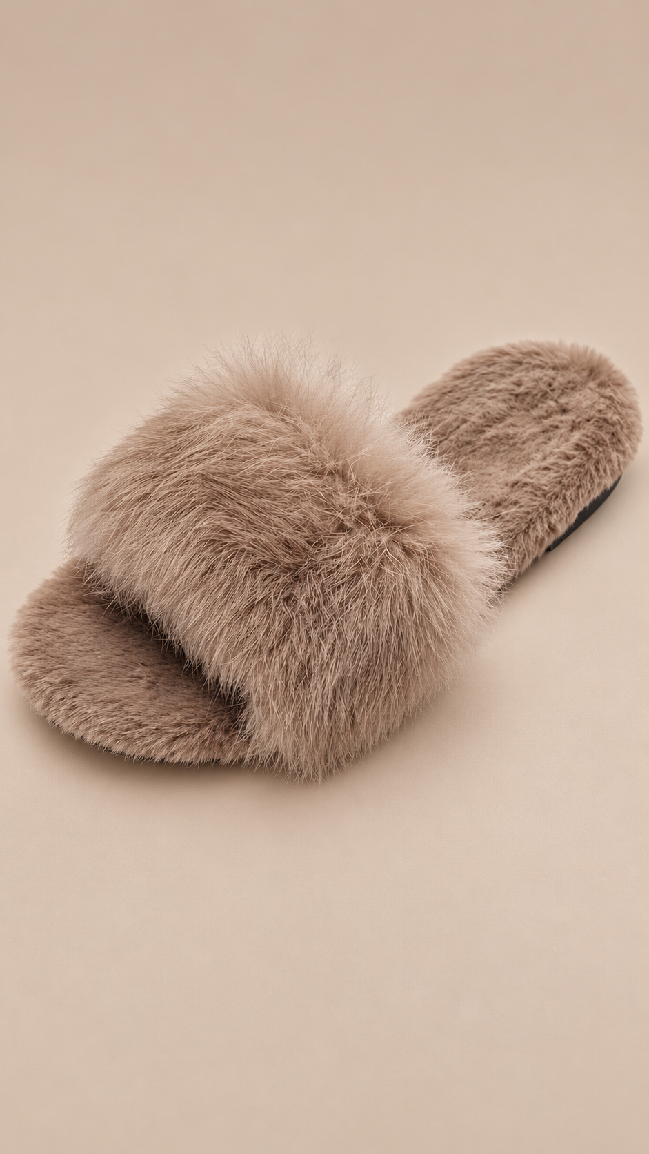 Paloma Rabbit-Fur Slide — khaki product only