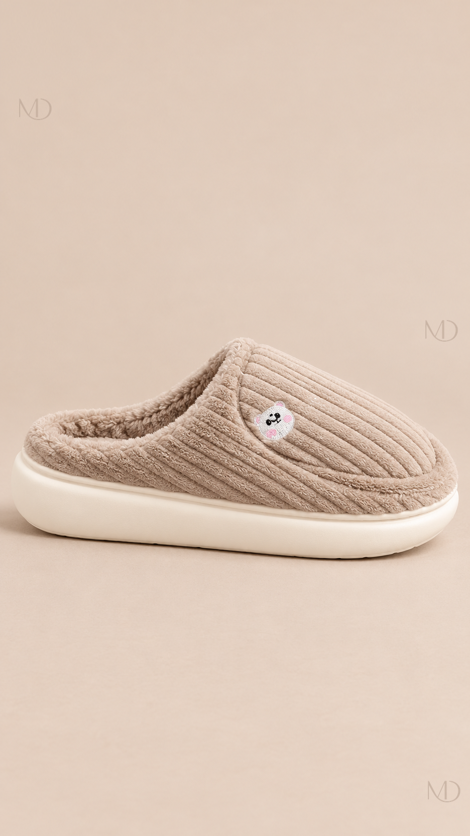 Mirren Corduroy Slippers — khaki shoe side