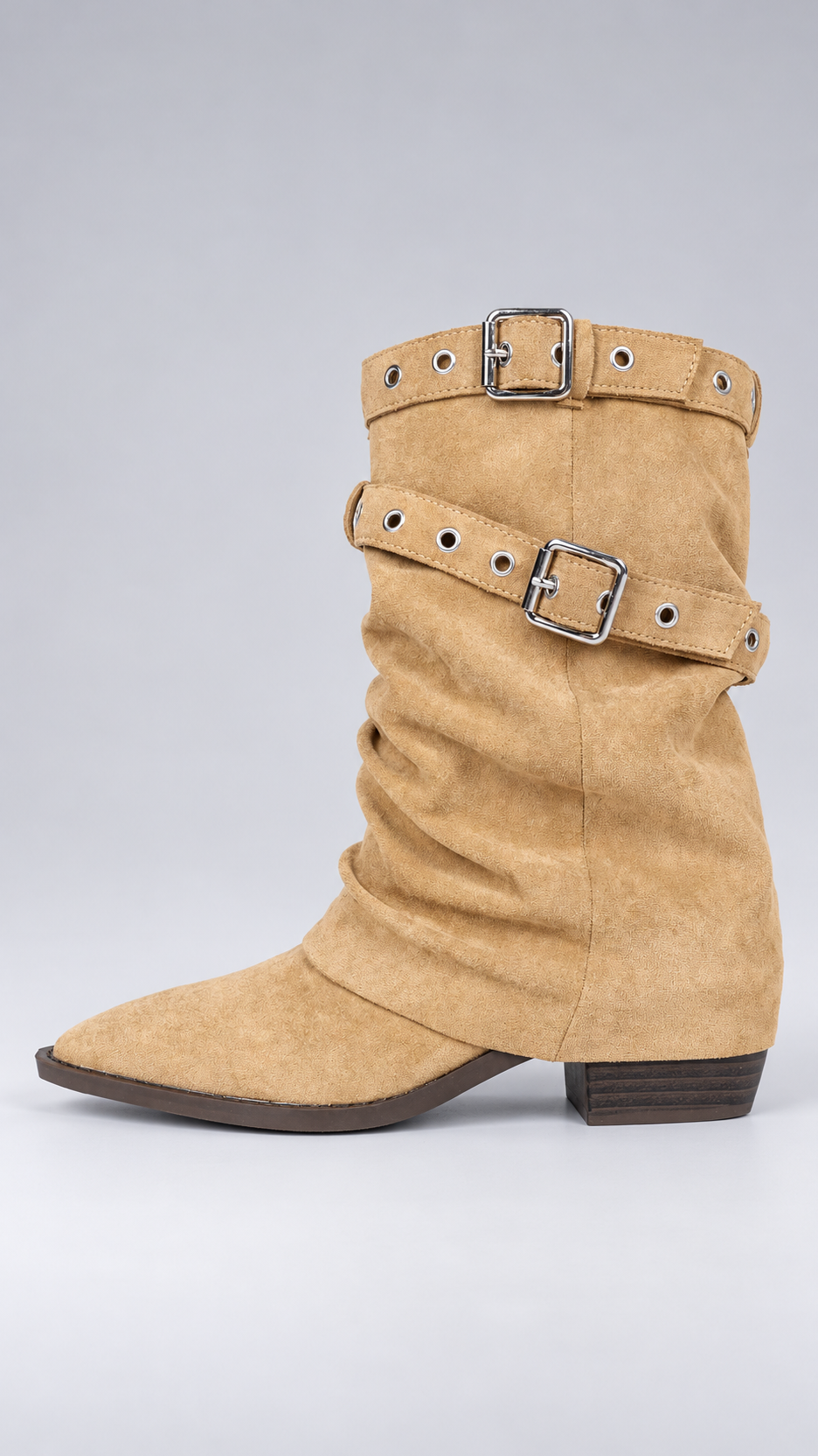 Annalena Grommet Slouch Boots — khaki shoe side