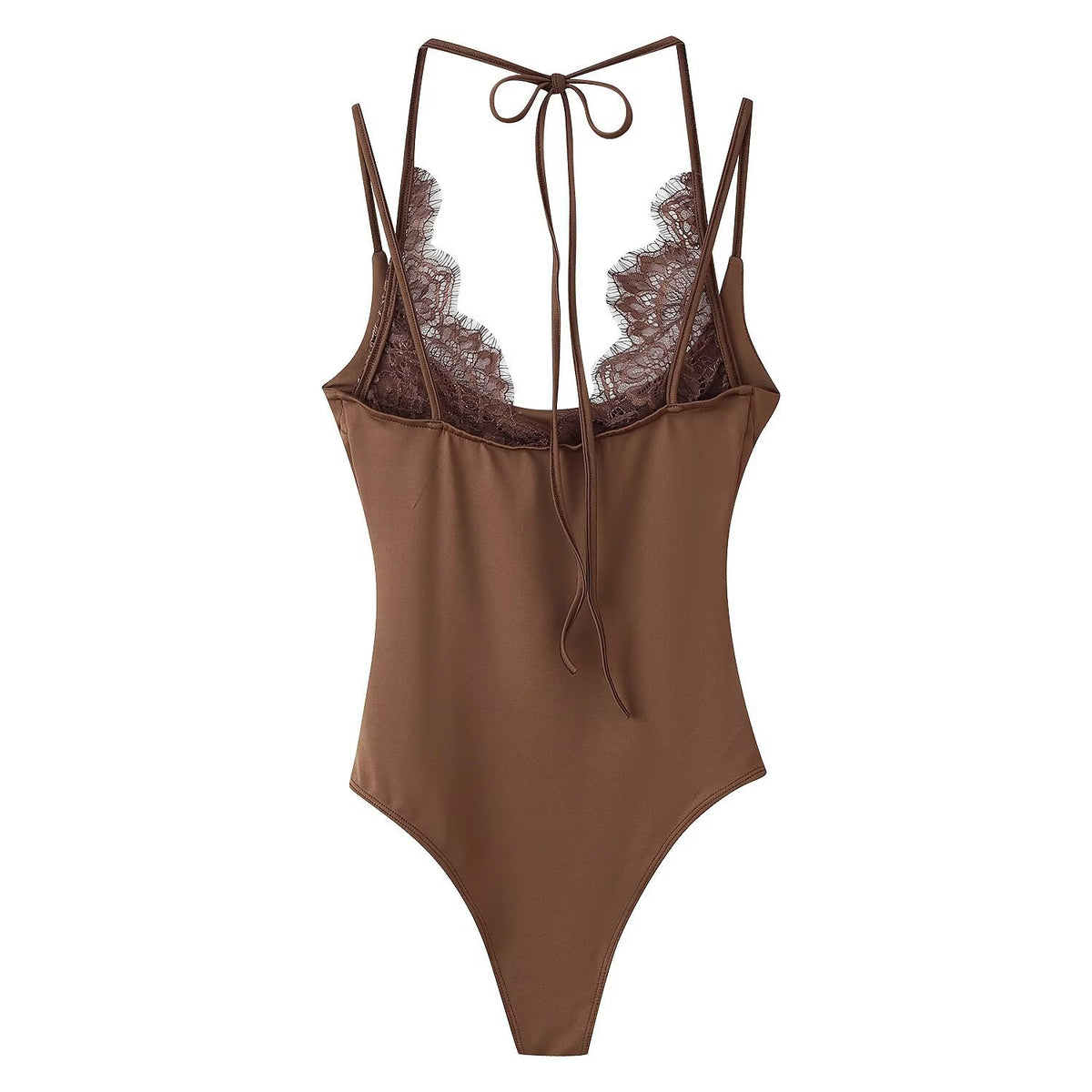 Lace Trim Halter Bodysuit