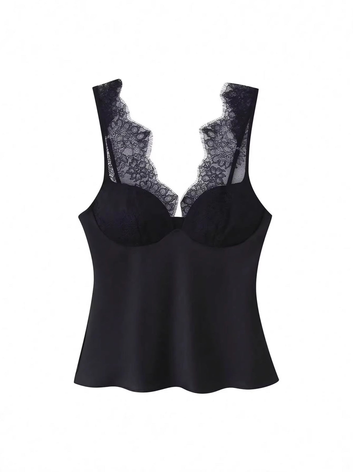 Lace V-Neck Peplum Camisole Top