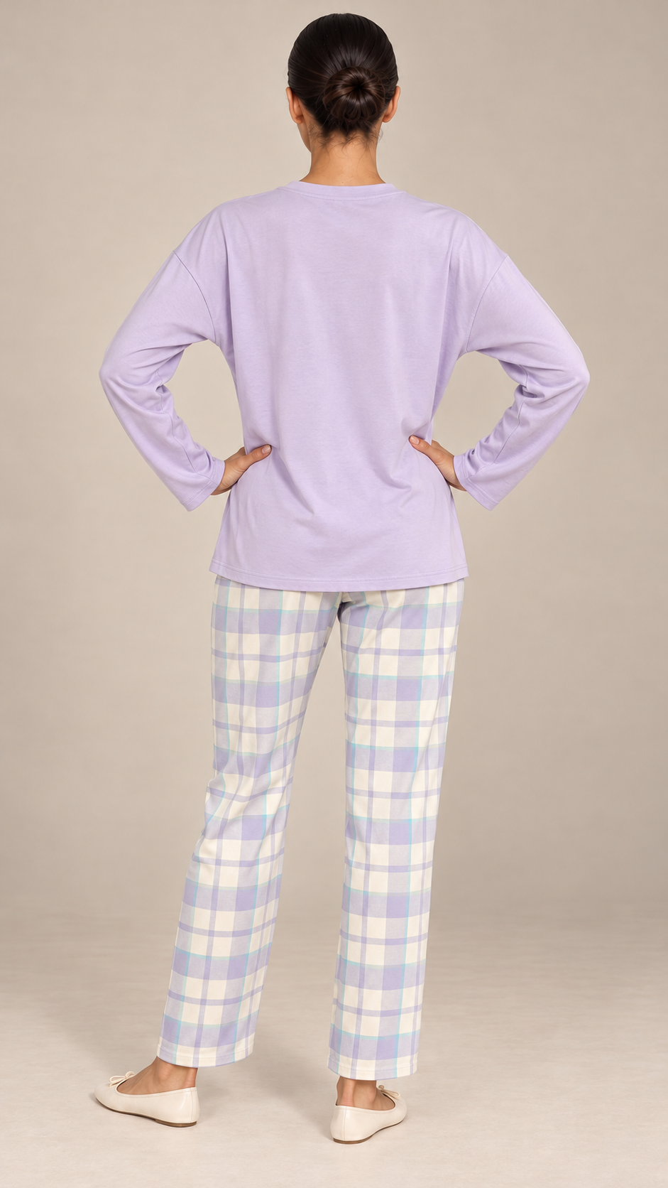 Rosemary Bra-Lined Pajama Set — Lavender model back