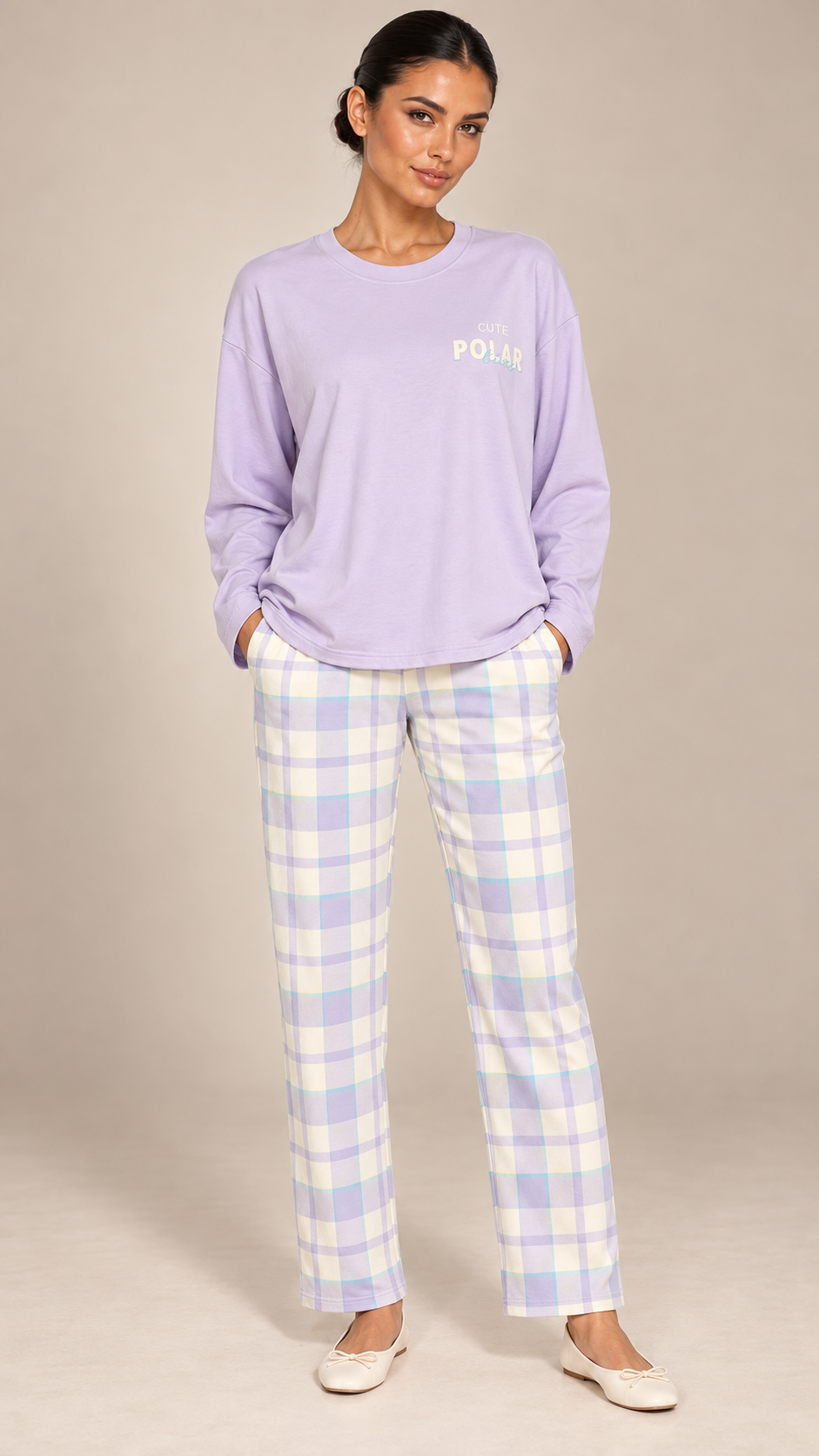 Rosemary Bra-Lined Pajama Set — Lavender model front
