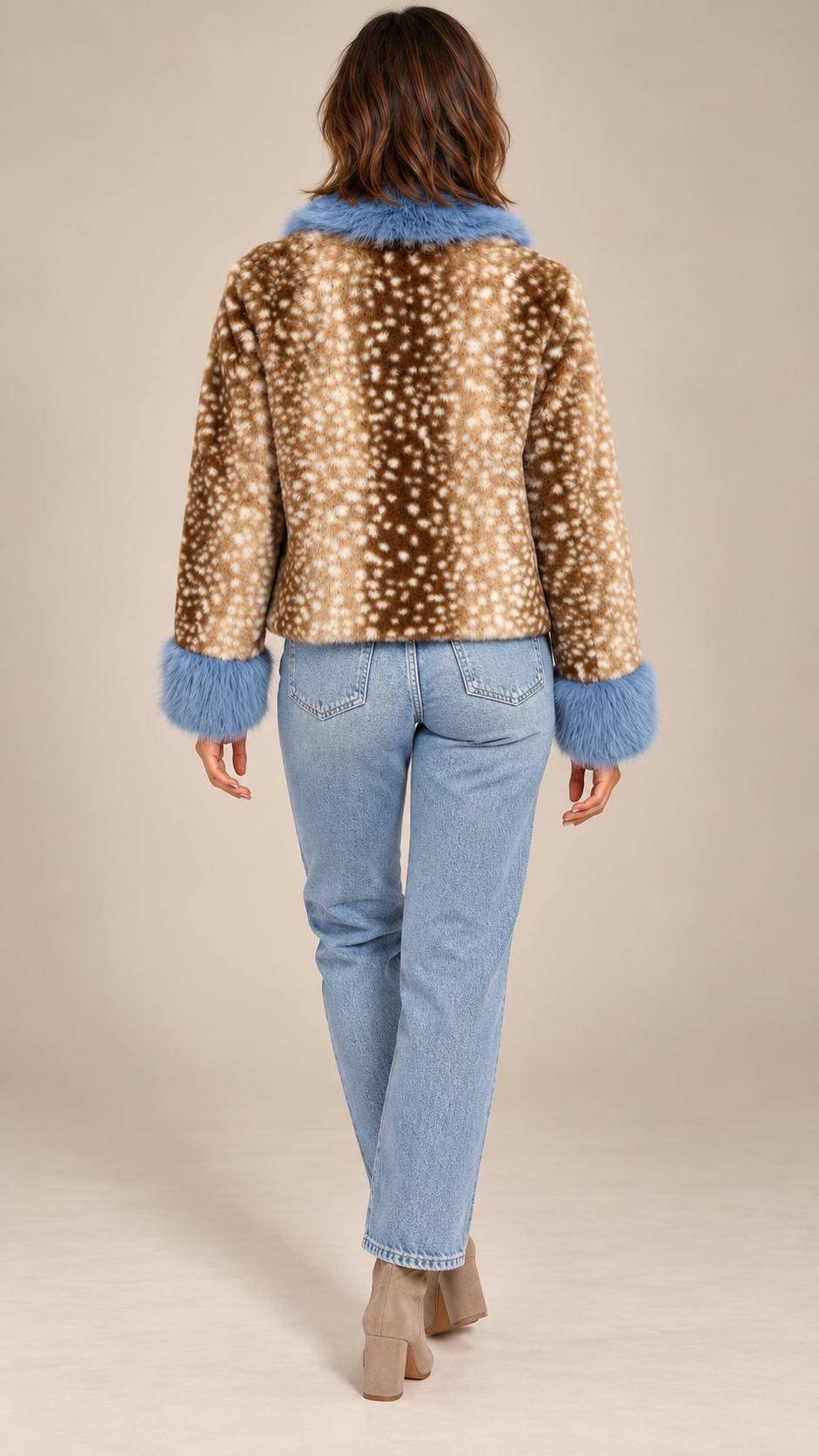 Wren Fawn-Spot Jacket — Leopard spots model back