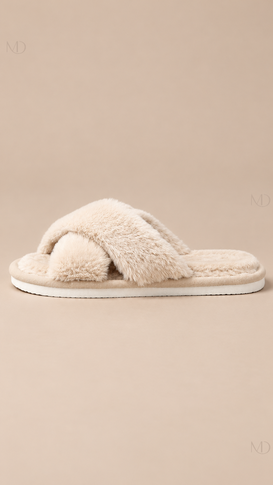 Calliope Crisscross Slide — light brown shoe side