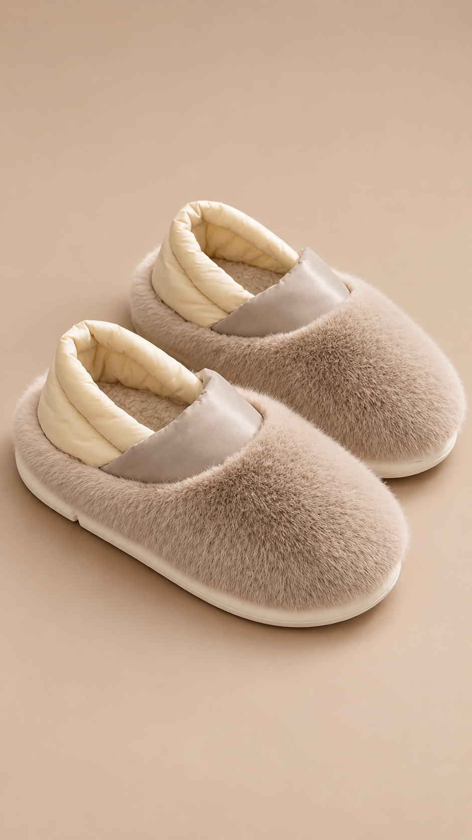 Lucienne Quilt-Collar Slipper — Light coffee product only