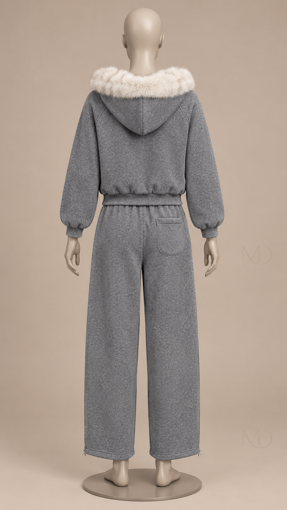 Brynja Fur-Hood Set — Light Gray mannequin back