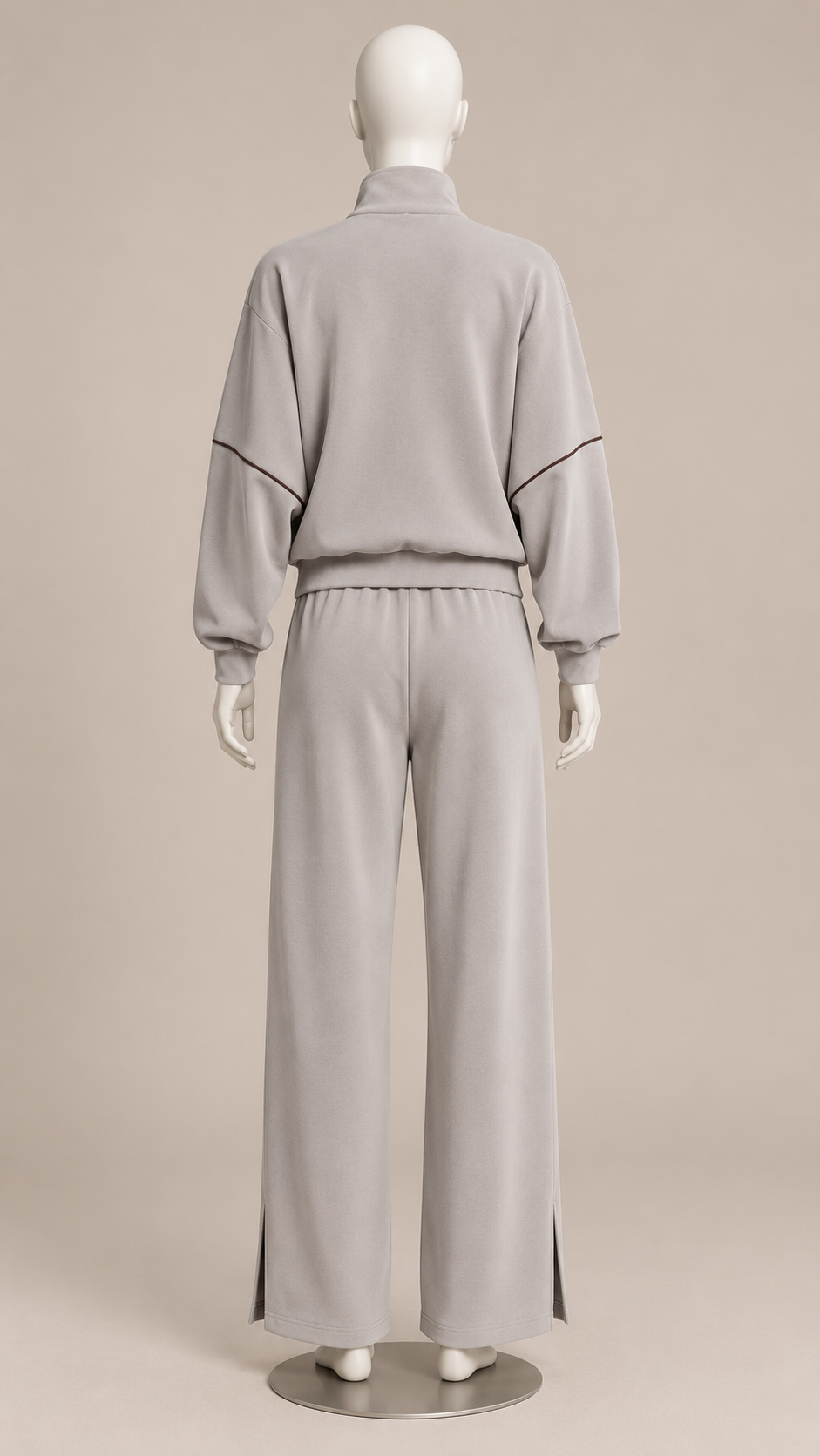 Saoirse Split-Hem Track Set — Light Gray mannequin back