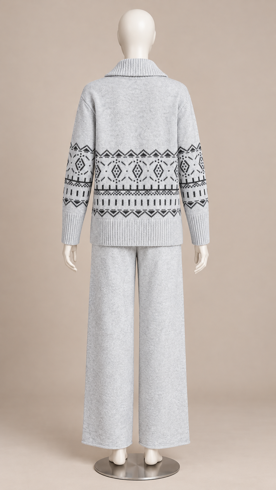Ingeline Fair Isle Knit Set — Light Gray mannequin back
