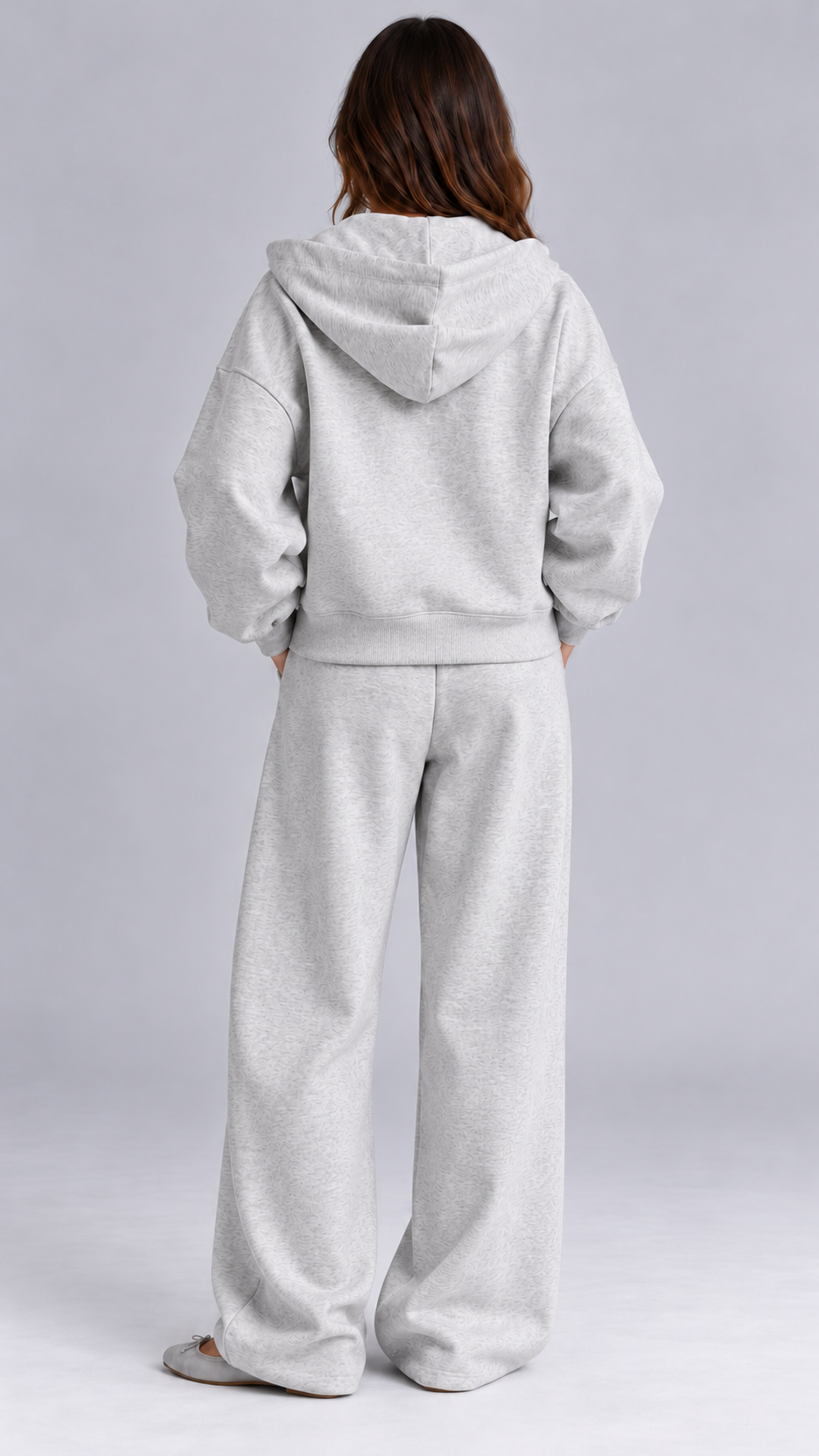 Rozalia Zip-Hoodie Set — Light Gray model back