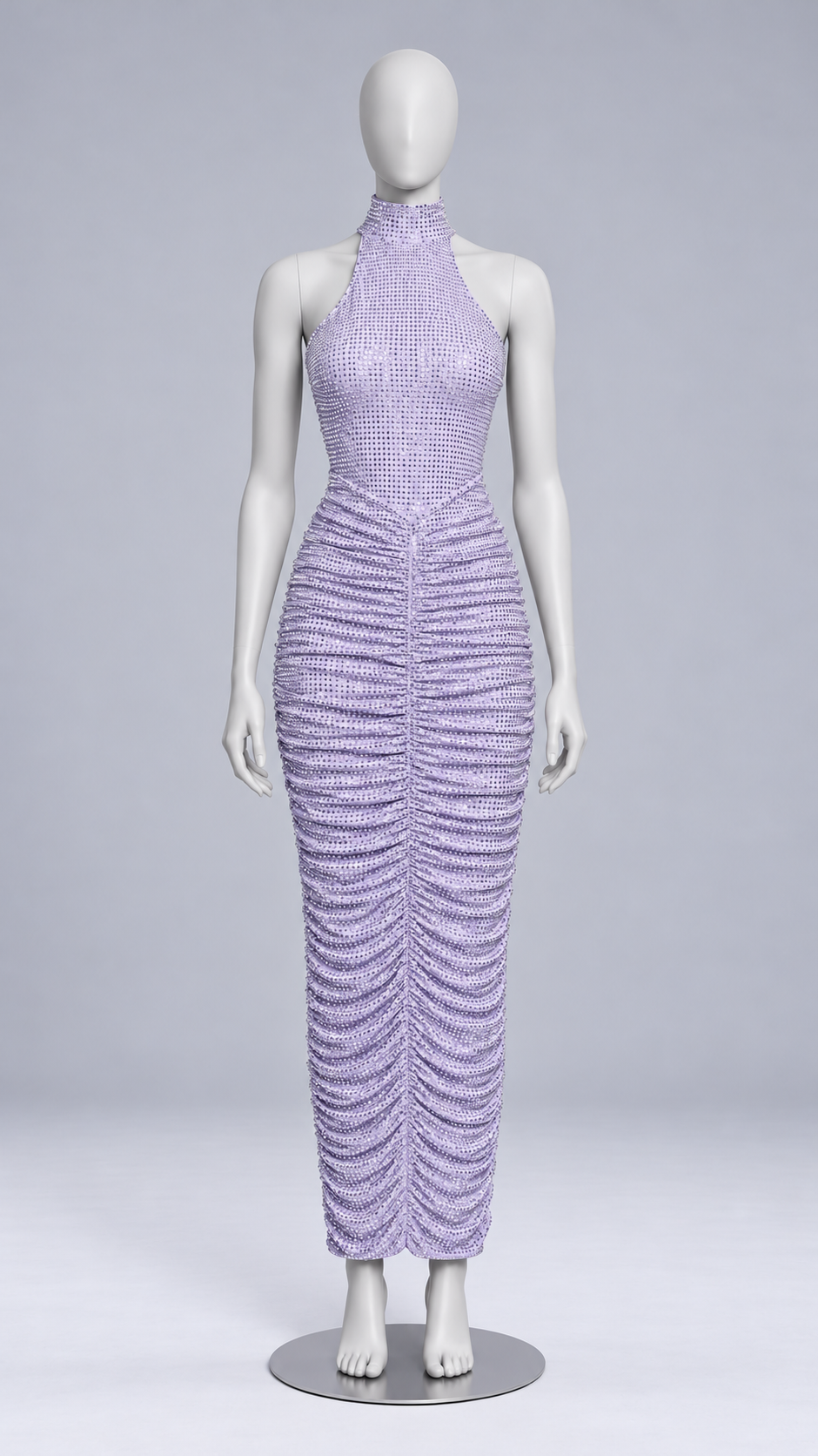 Odile Diamante Halter Maxi — Light Purple mannequin front