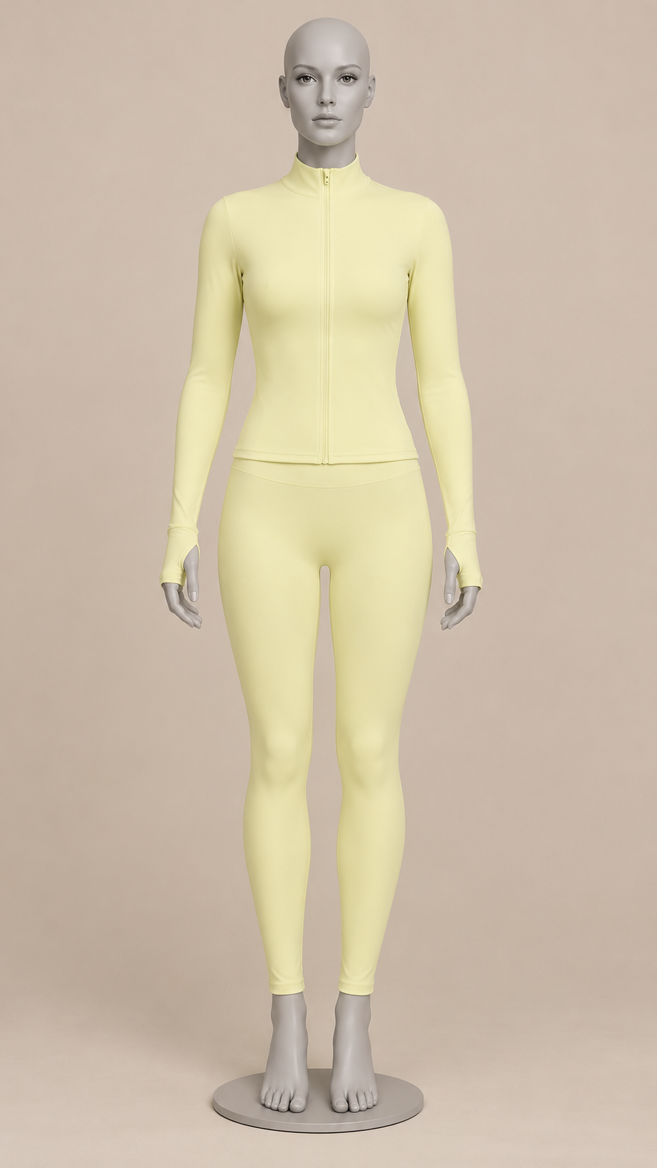 Kalinda Thumbhole Active Set — Light Yellow mannequin front