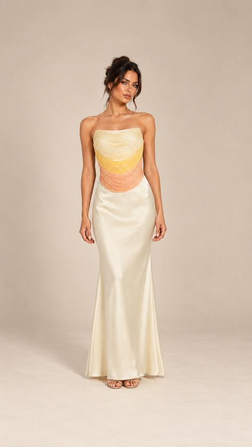 Liesel Tassel Maxi Set — Light Yellow model front