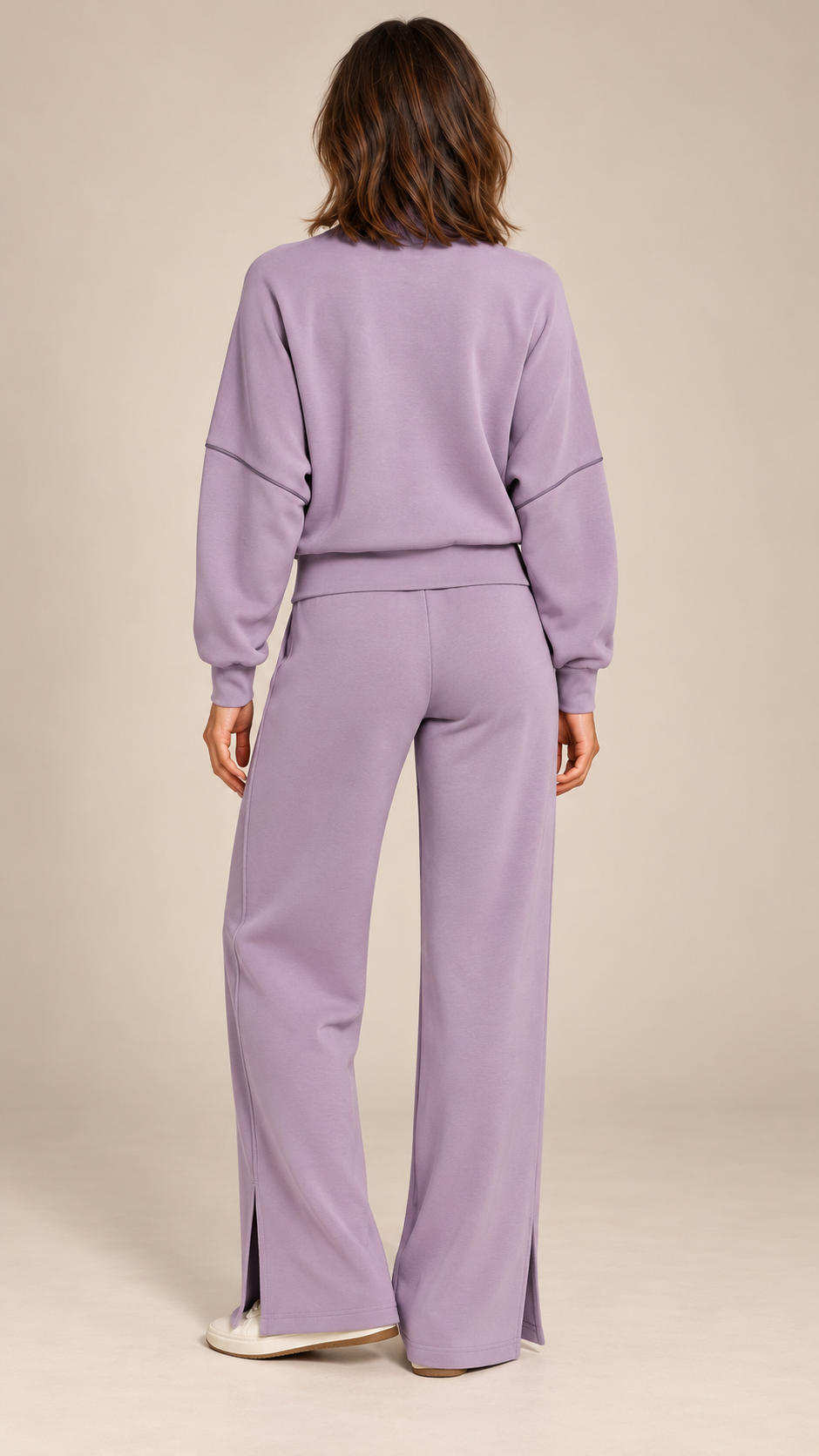 Saoirse Split-Hem Track Set — Lilac Gray model back
