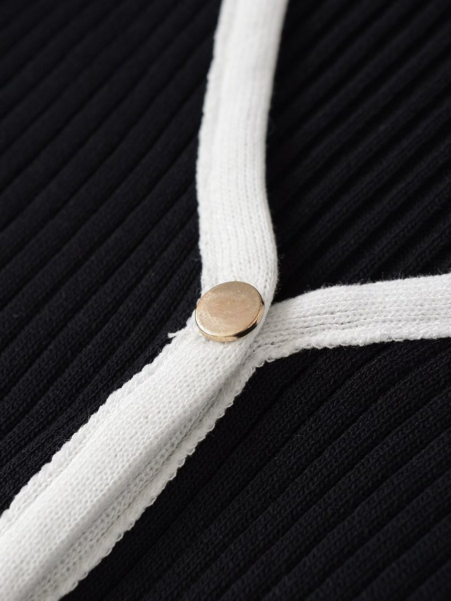 Contrast Flounce Hem Cardigan