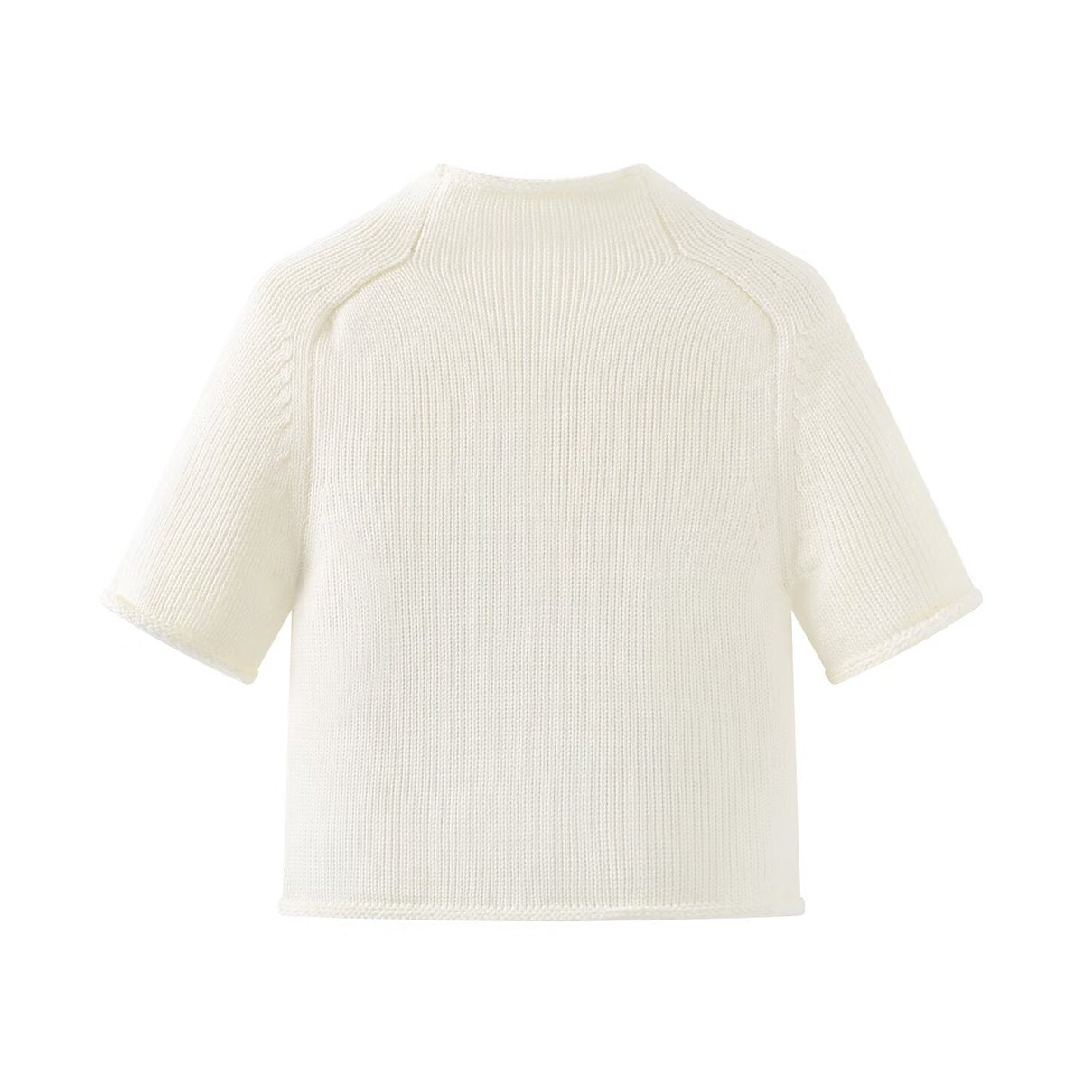 Ribbed Short-Sleeve Knit Cardigan