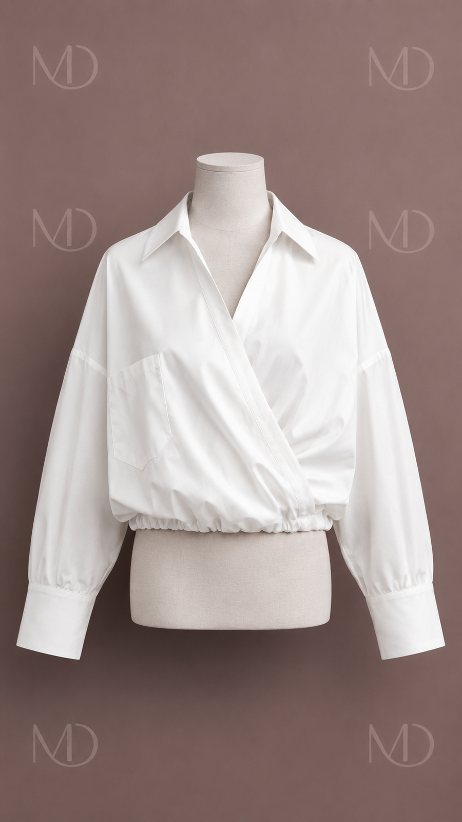 Margaux Wrap Poplin Shirt White front