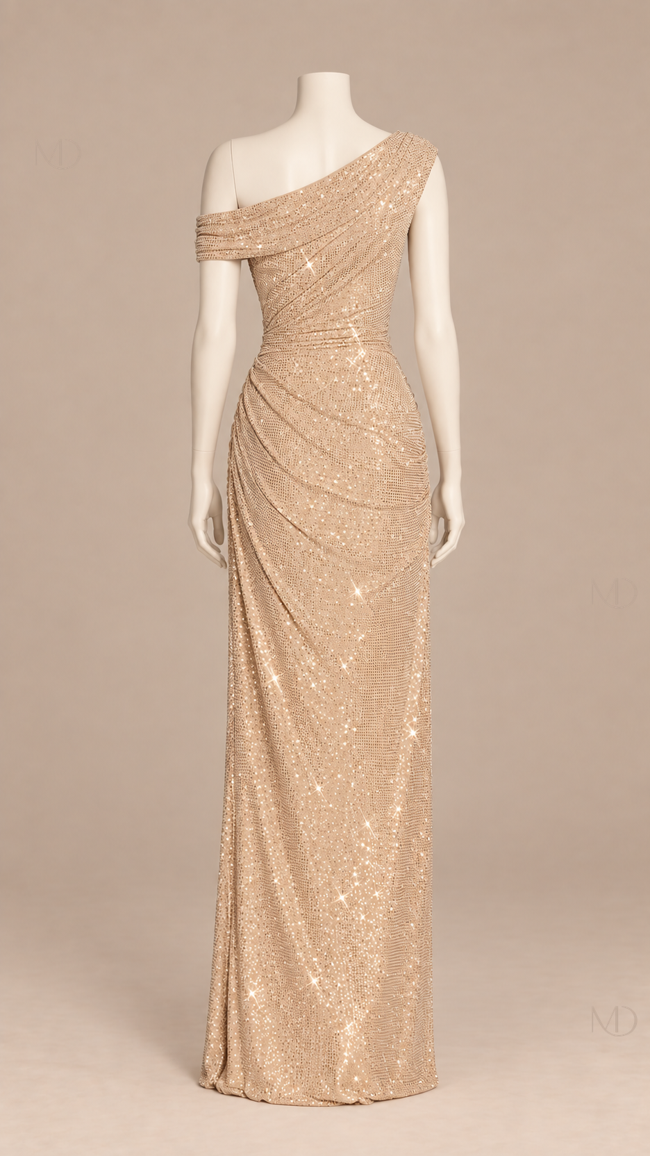 Solene Shimmer Maxi Dress — off white mannequin back