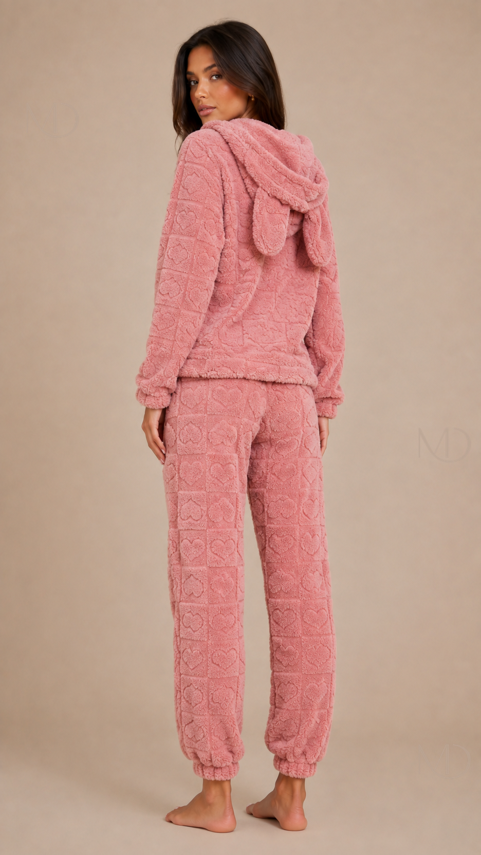 Bijou Heart Hooded Pyjamas — pink 02 back