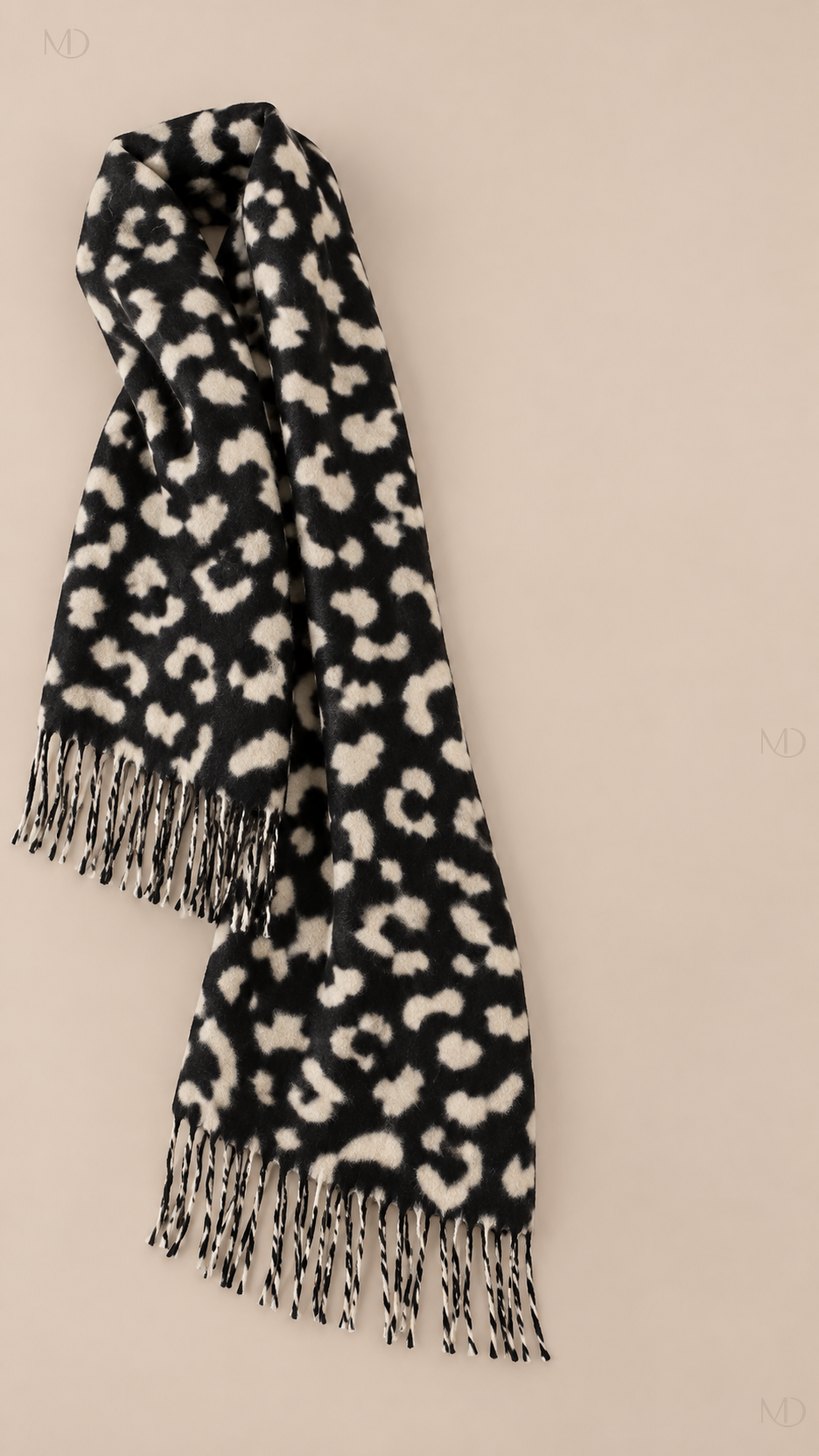 Isolde Leopard Cashmere Scarf - black-02-product