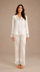 Selene Lace Silk Pajama Set