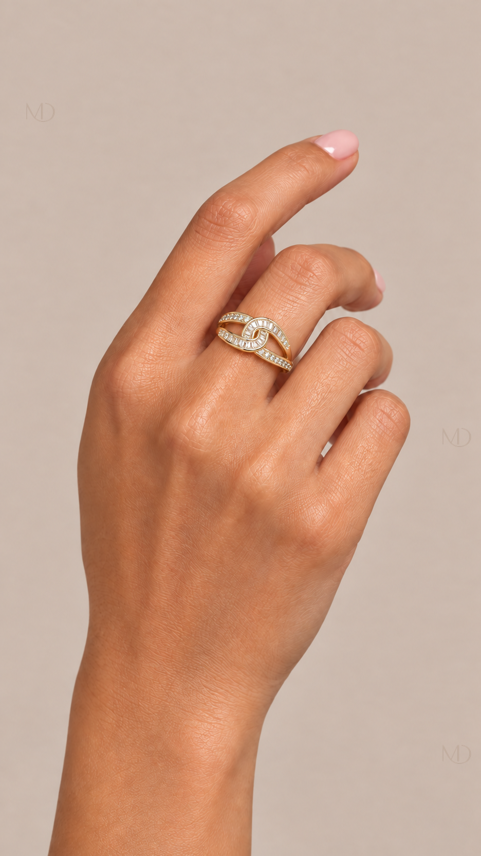 Selene Bamboo Zircon Ring — gold zircon 01 model