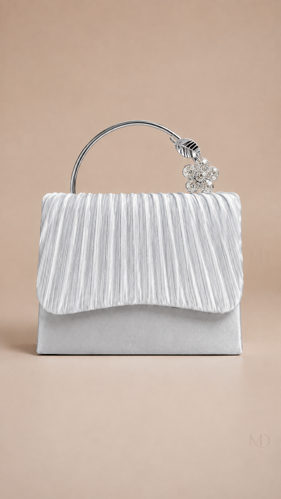 Odette Pleated Evening Bag silver product view