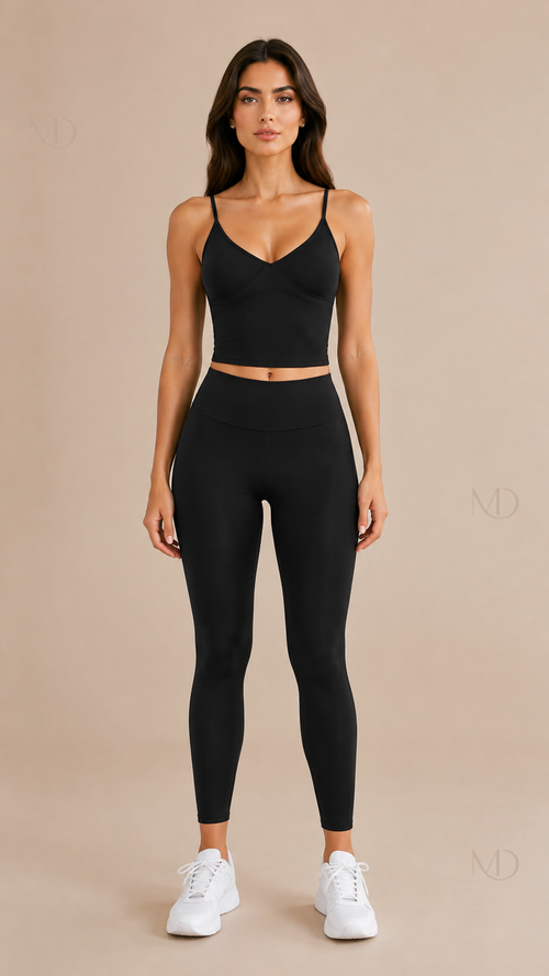 Nova Brushed Yoga Set black front