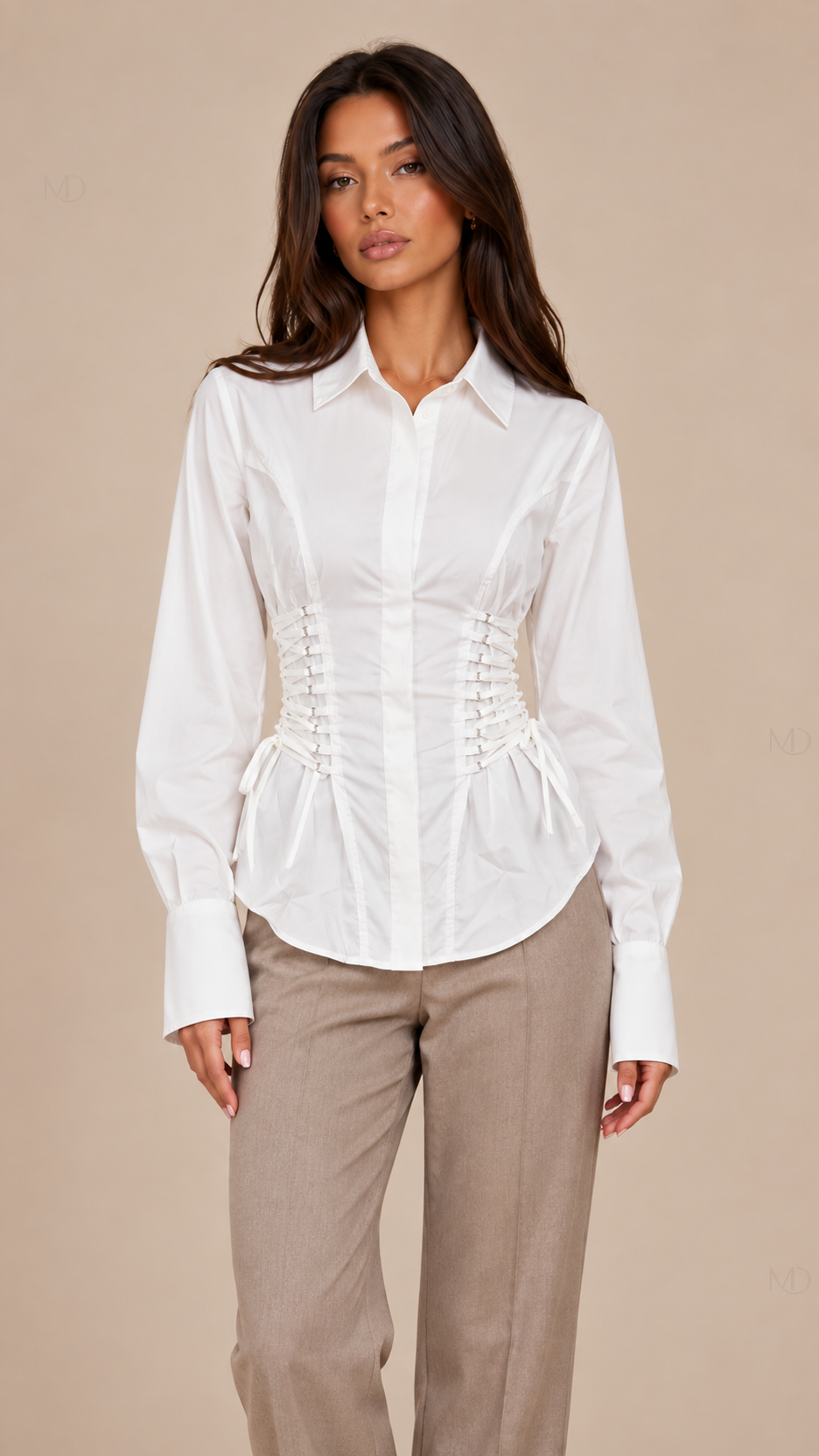 Elowen Corset Shirt - white-01-front