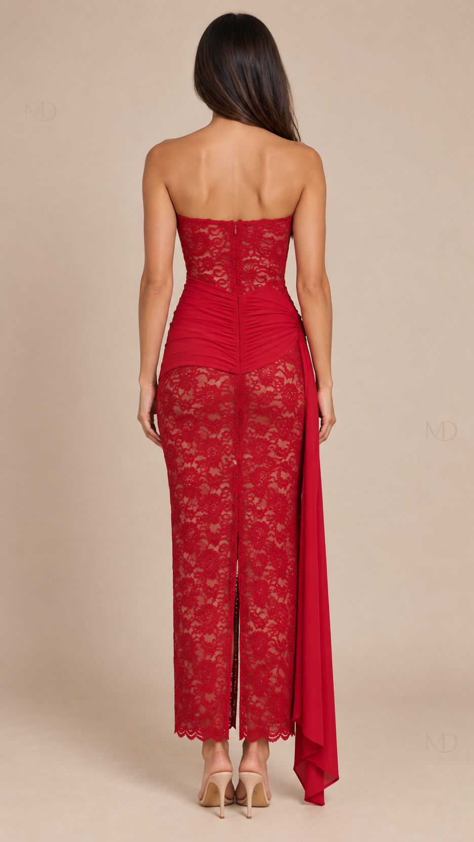 Seraphina Lace Maxi Dress - red-02-back