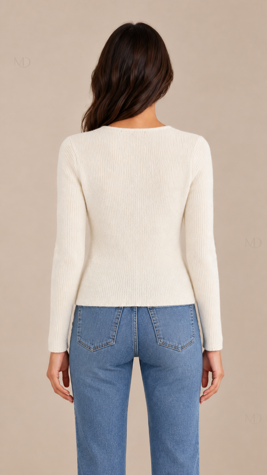Amelie Ribbed Knit Top - white-02-back