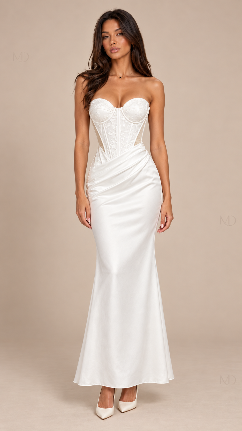 Anouk Corset Maxi Dress - white-01-front