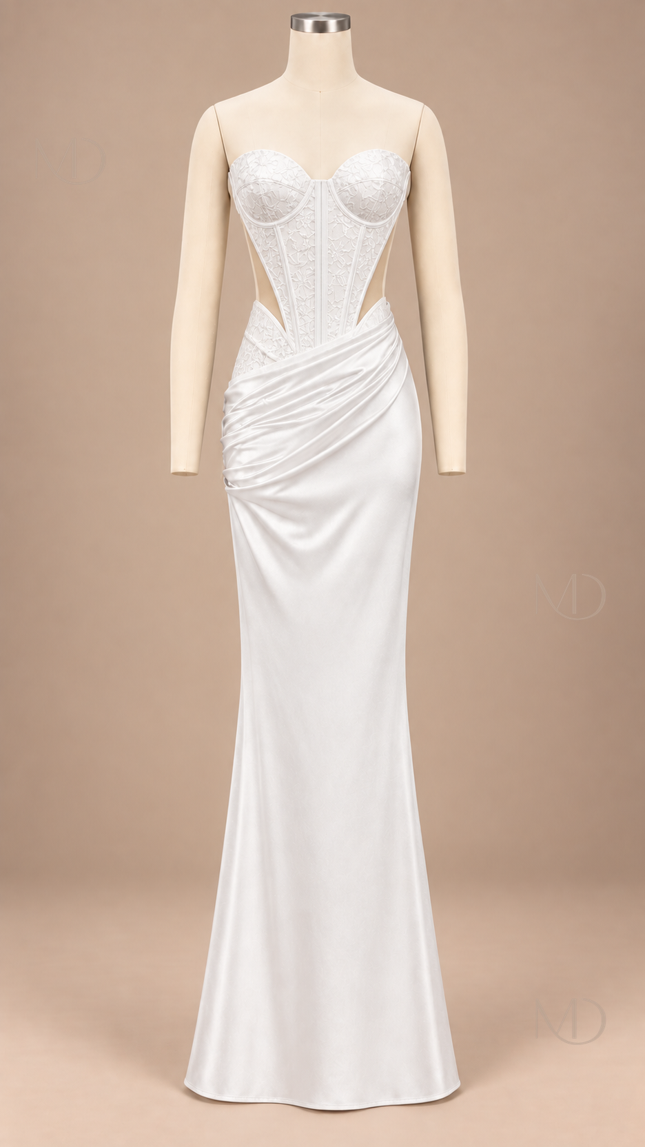 Anouk Corset Maxi Dress - white mannequin front