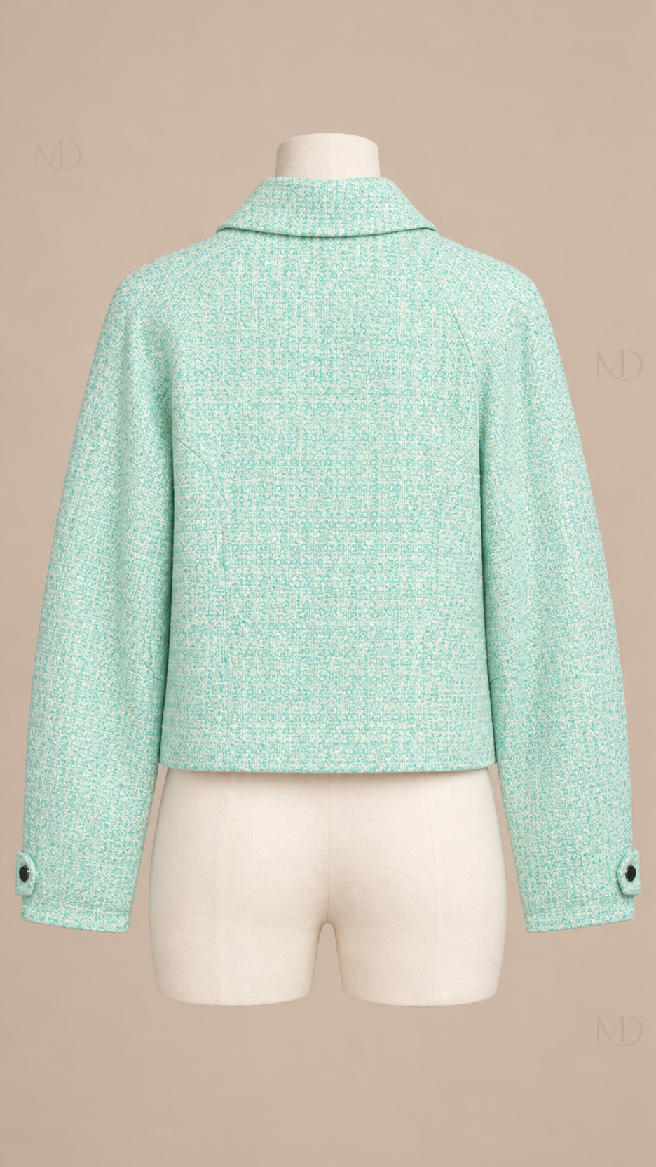 Celeste Mint Tweed Jacket — green mannequin back
