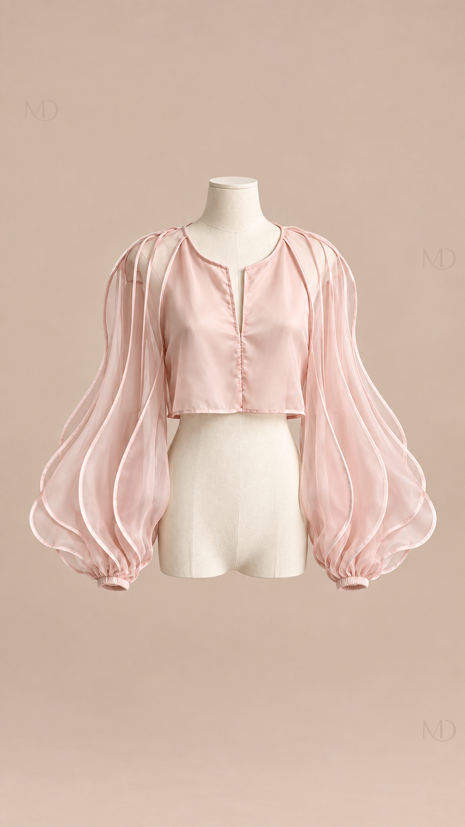 Aurelie Organza Balloon Blouse — pink mannequin front