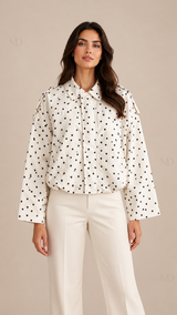 Odette Polka Dot Aviator Jacket