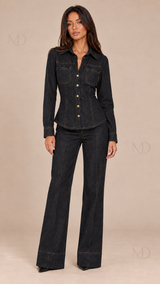 Rae Denim Shirt & Pants Set