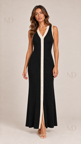 Elise Contrast Knit Maxi Dress
