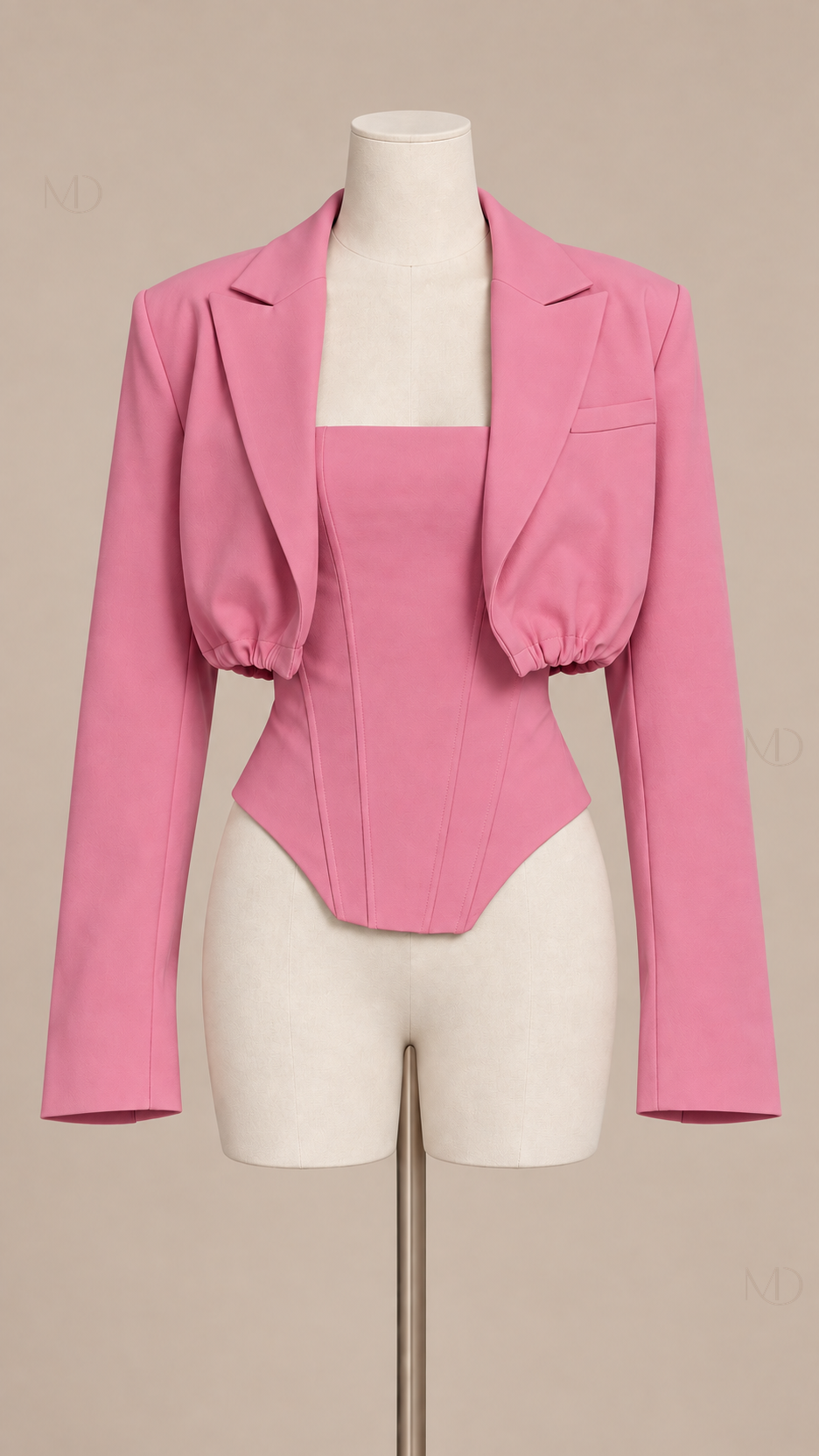 Sienna Corset Blazer Set — pink mannequin front