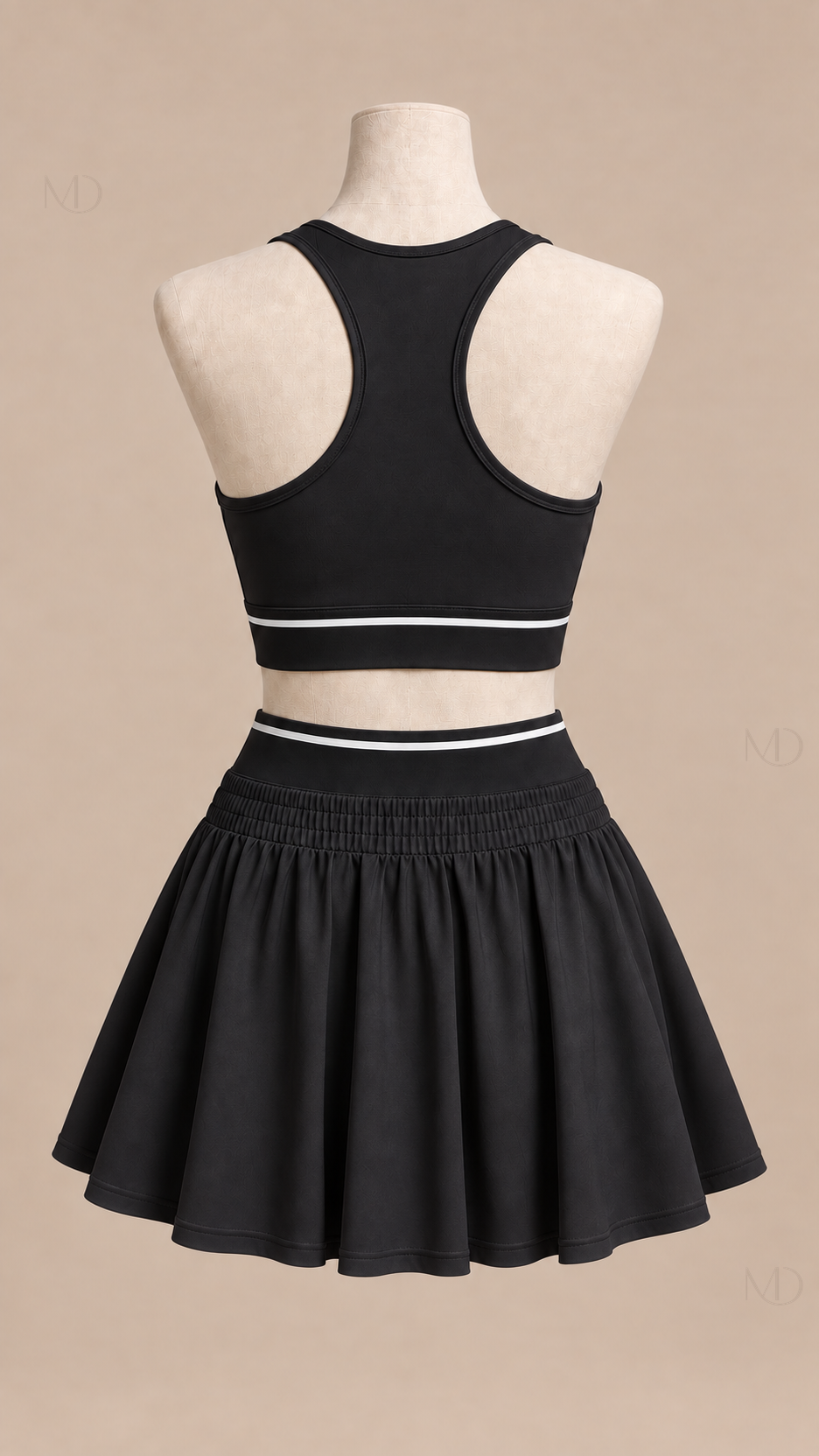 Ace Pleated Tennis Skirt Set — black mannequin back
