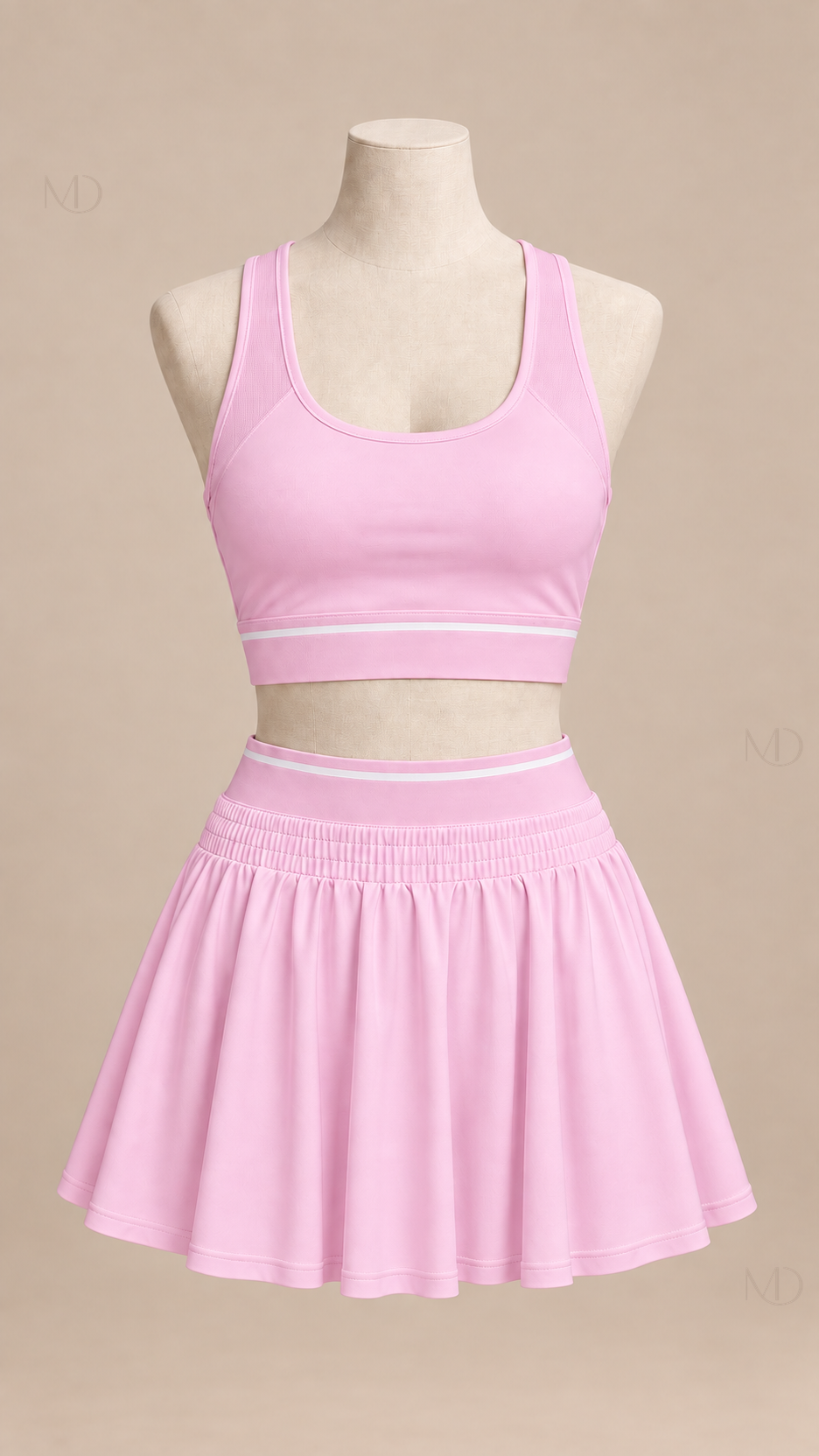Ace Pleated Tennis Skirt Set — pink mannequin front