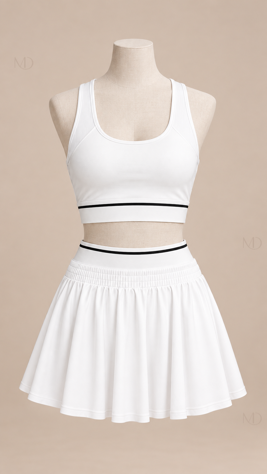 Ace Pleated Tennis Skirt Set — white mannequin front