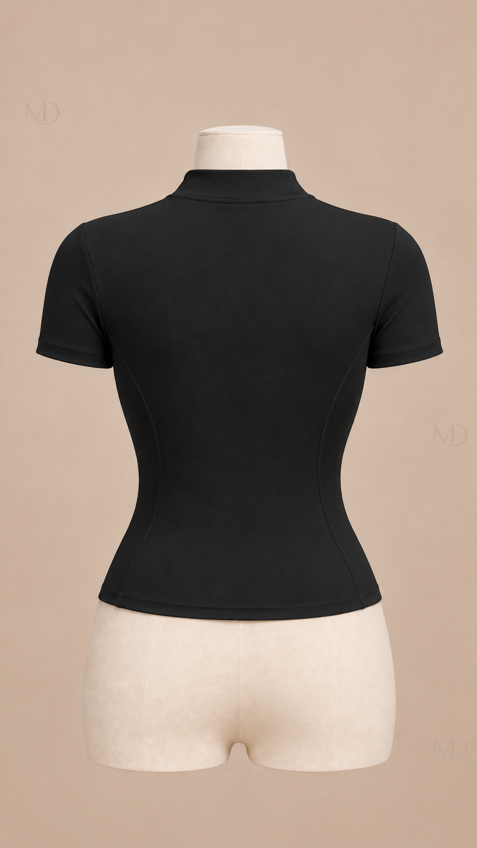 Nova Zip-Up Yoga Top — black mannequin back