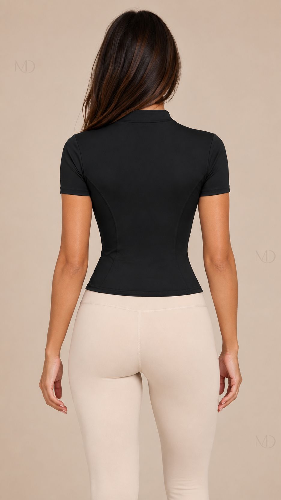 Nova Zip-Up Yoga Top — black model back